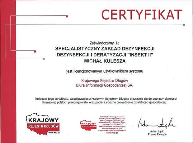 Certyfikat rzetelna firma