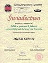 Świadectwo uczestnictwa w seminarium nt. DDD w systemach jakości zapewniających bezpieczną żywność. Świadectwo uczestnictwa w seminarium nt. DDD w systemach jakości zapewniających bezpieczną żywność.